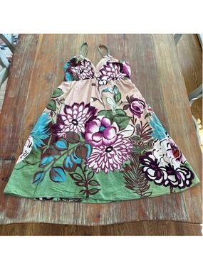 Neslay Floral Empire Waist Summer Dress Spaghetti Strap Cottagecore - Medium